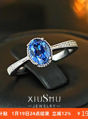 1克拉皇家蓝宝色925纯银戒指