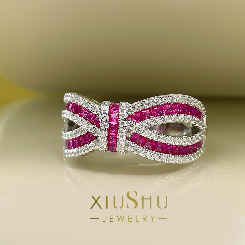 xiushu高珠款立体蝴蝶结戒指