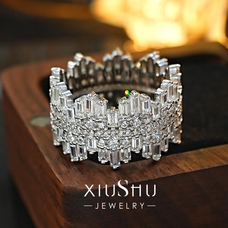 精工满钻皇冠宽版排钻戒指