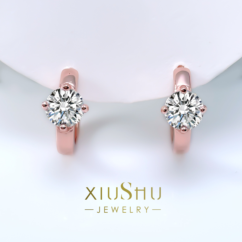 轻奢百搭日常玫瑰金925纯银耳圈