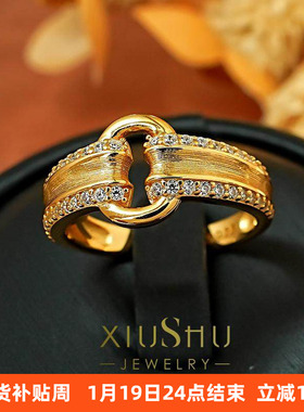 中古风金属拉丝925银戒指百搭