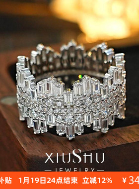 精工满钻皇冠宽版排钻戒指