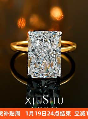 简约大气长方925银白钻戒指