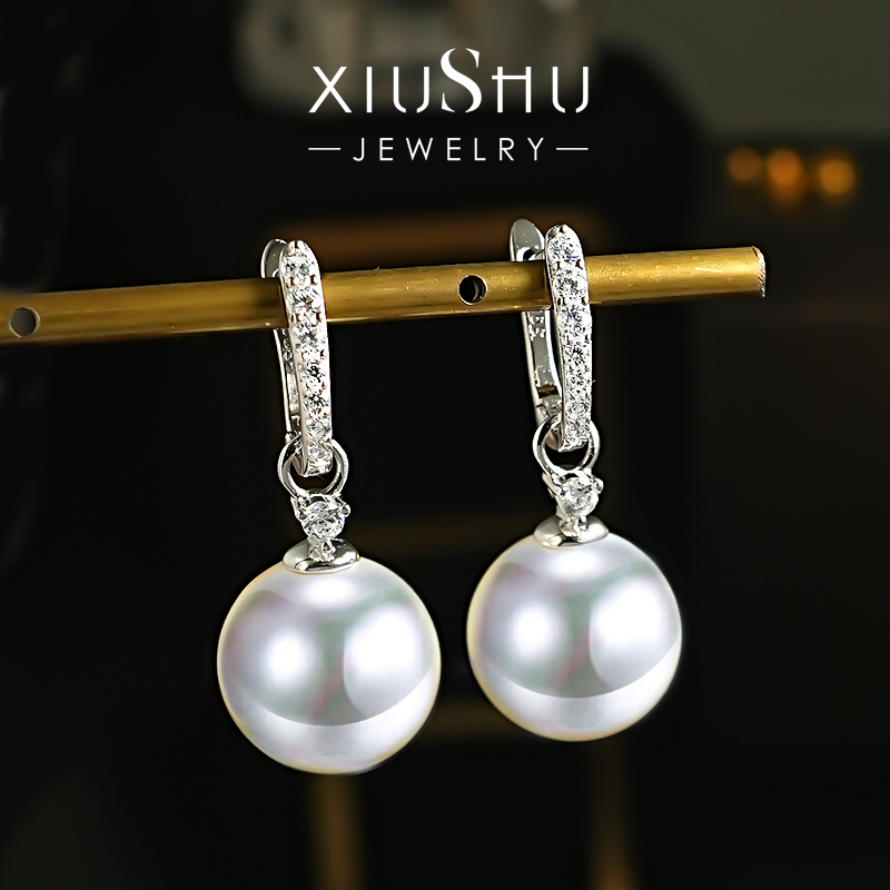 澳白贝母珍珠两戴款925银耳坠