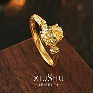 《星芒小鸽子蛋 》老钱风罗马柱925银镀金黄钻色戒指日常通勤