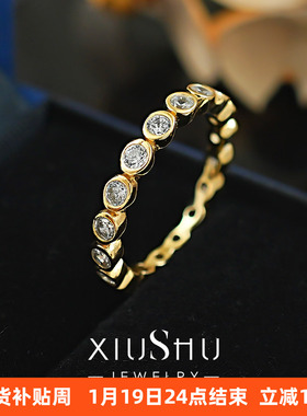 泡泡925银轻奢满钻排钻戒指