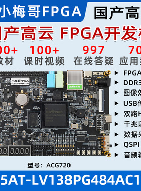 小梅哥AroraV高云GW5AT 138K 60K国产FPGA开发板USB以太网ACG720