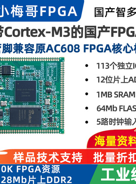 国产FPGA智多晶兼容小梅哥AC608核心板30KLE内嵌Cortex-M3硬核CPU