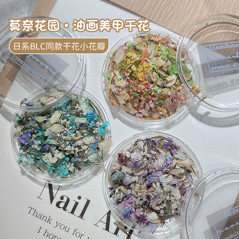 日式ins风美甲干花莫奈花园油画配色小花碎花混合diy材料指甲饰品 彩妆/香水/美妆工具 美甲工具 原图主图