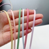 3mm4mm格子带田园风格 子带丝带缎带手工发饰织带玩偶装 饰蝴蝶结