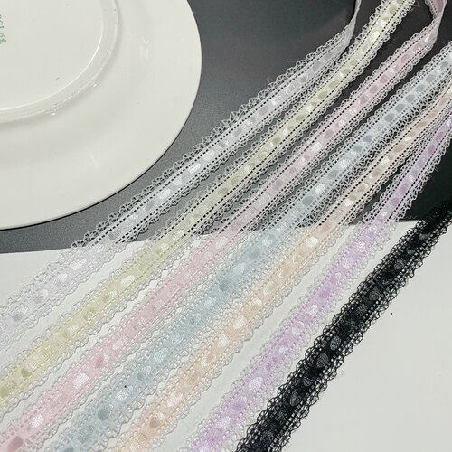 超美马卡龙色系浅粉浅蓝浅黄蕾丝织带特殊织带手工diy