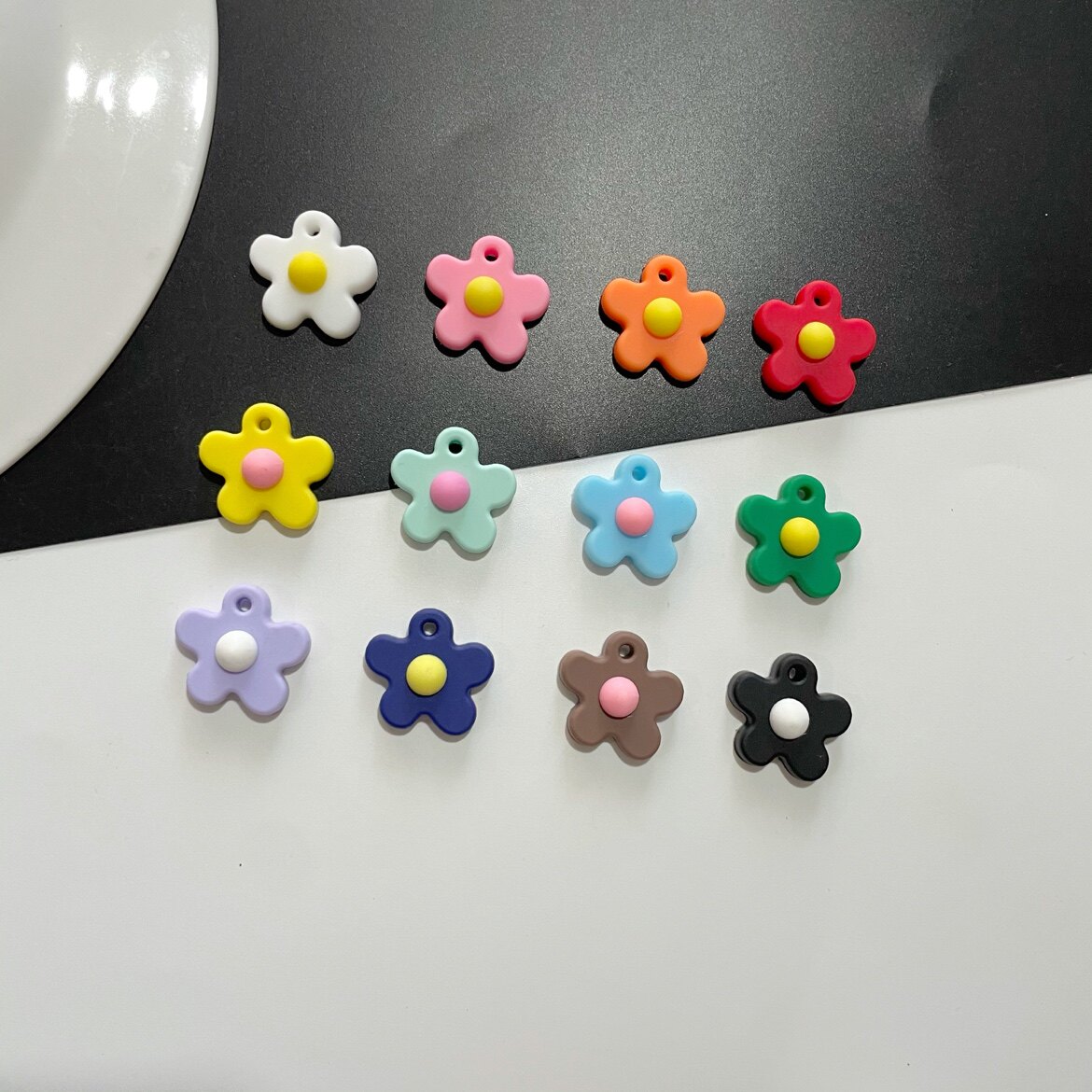 diy手工配件软胶韩版泫雅小清新彩色花朵铃铛钥匙扣配饰品糖果色