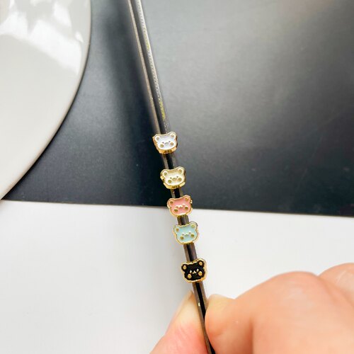 6.5mm迷你小熊纽扣滴油奶油色可爱小熊头6分娃衣OB11棒针熊装饰扣