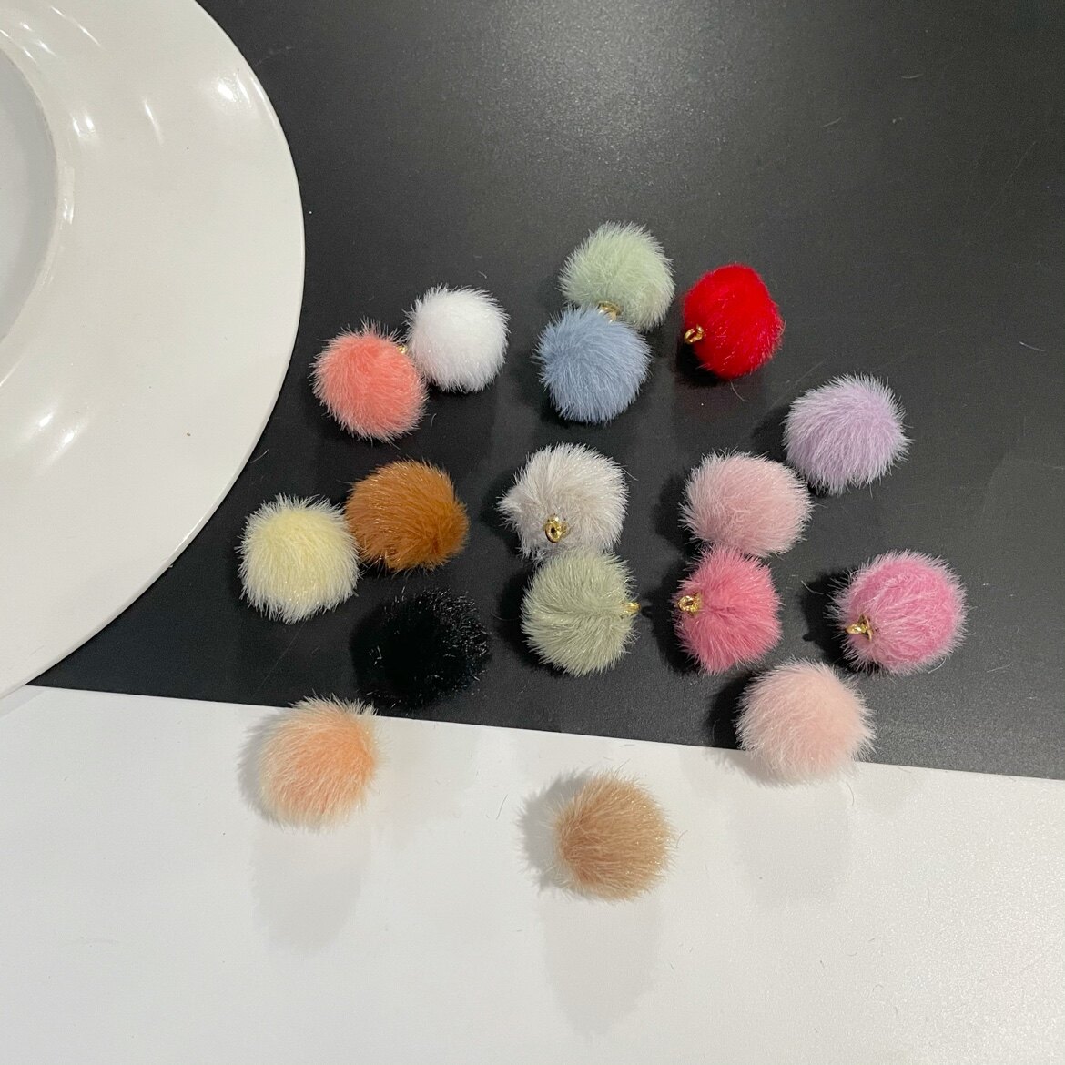 15mm仿水貂毛球吊坠红色挂球挂饰 手工diy发饰材料饰品配件小毛球