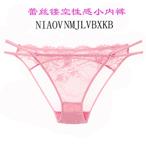 女性感小内裤女士镂空网纱日系三角裤蕾丝丁字裤纯棉裆部火辣T裤