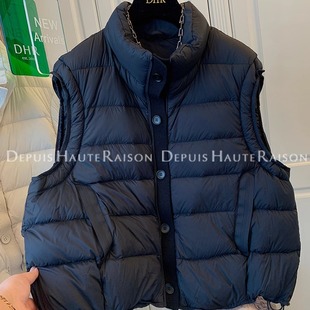 DHR 独特超好看针织拼接面包羽绒服马甲背心宽松厚外套女冬装新款