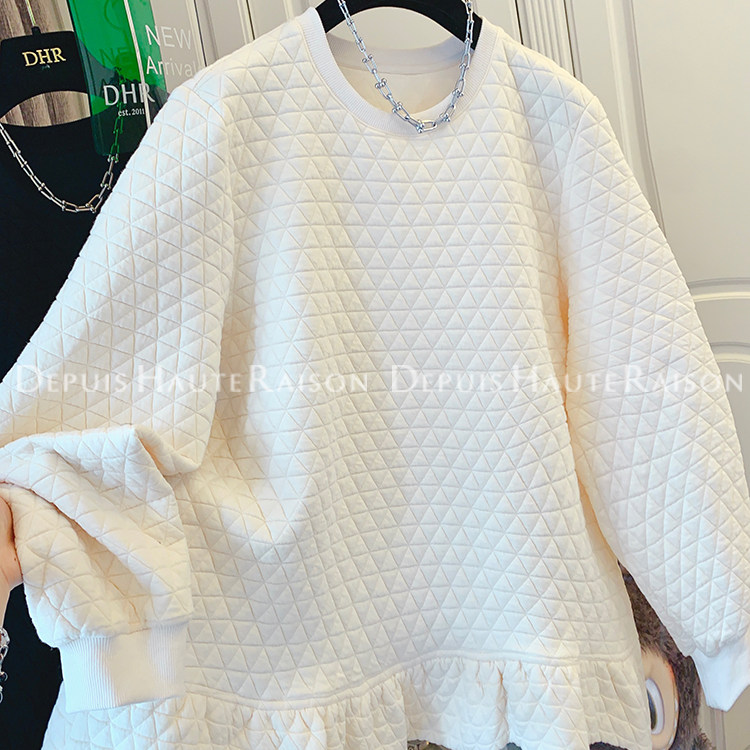 DHR 高级感法式鱼尾荷叶边菱格卫衣宽松内搭夹棉上衣女2025冬新款,女装/女士精品,卫衣/绒衫,淘宝优惠券,粉丝福利购,淘宝优惠卷