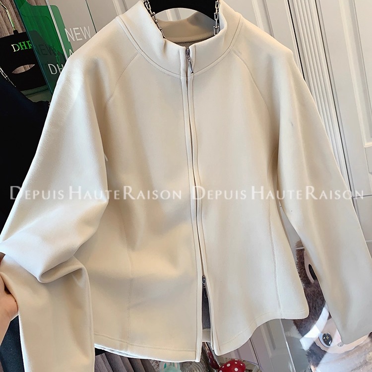 DHR休闲美式双拉链立领加绒卫衣