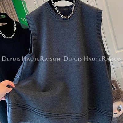 DHR独特设计气质针织衫毛衣马甲