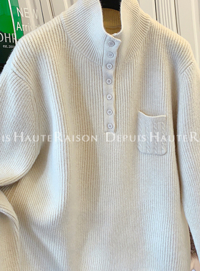 DHR 独特气质软糯麻花半高领针织衫毛衣宽松加厚内搭上衣女2025冬