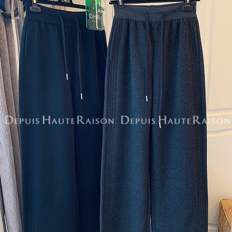 DHR高品质羊毛绒显瘦阔腿拖地裤