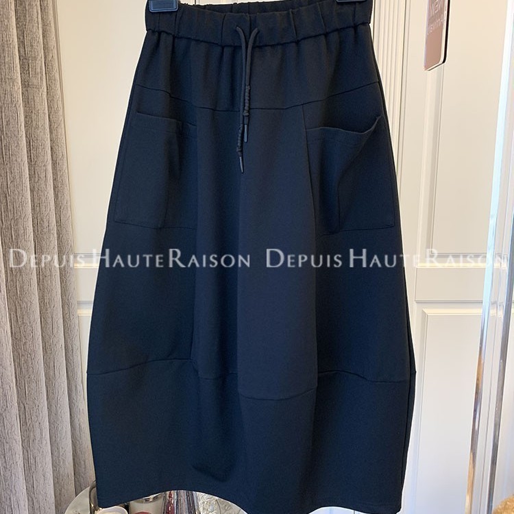 DHR 暗黑设计感小众松紧腰拼接运动休闲双口袋显瘦半身裙子秋新款