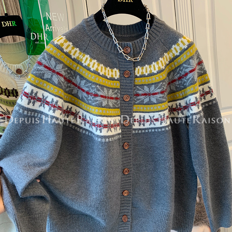 DHR独特超好看提花费尔岛毛衣