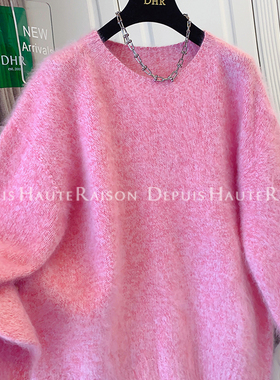 DHR 高级感超好看绝美花纱拉绒羊绒羊毛衫针织衫毛衣宽松上衣女冬