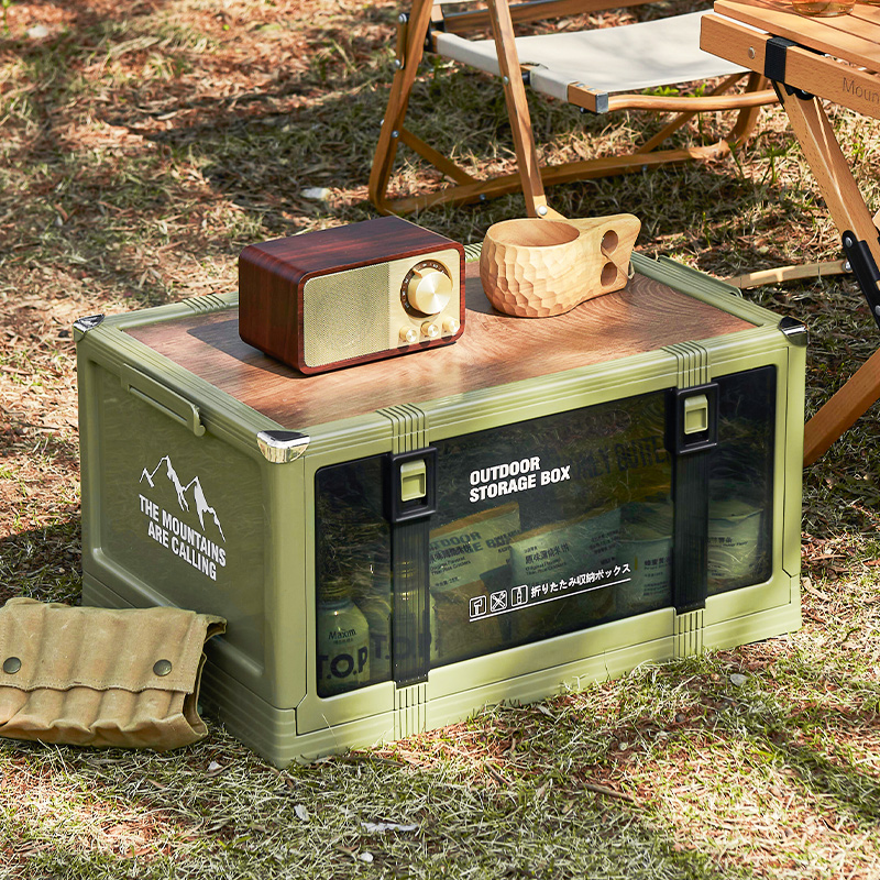 中古风复古绿户外露营收纳箱