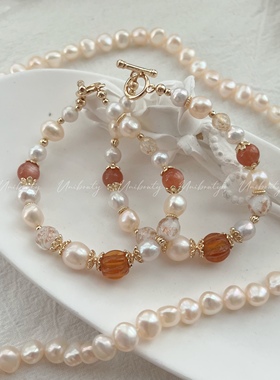 【橘子奶糖】尤妮宝帝原创手工设计巴洛克珍珠琉璃手链复古甜美风