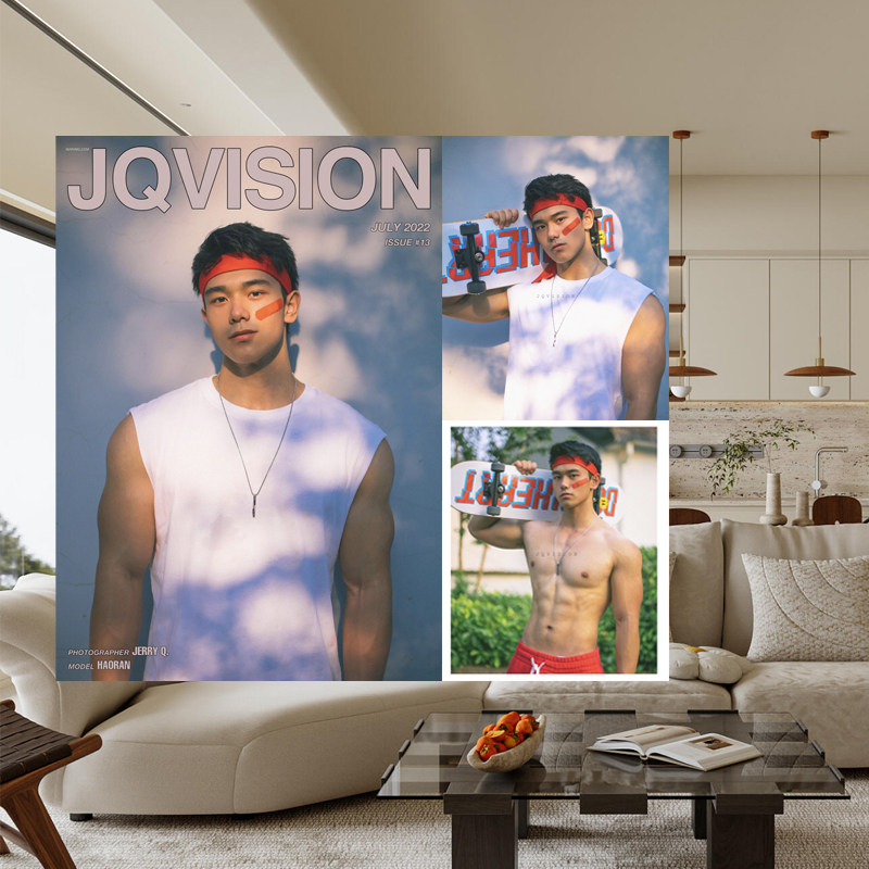 JQVISION影像客厅人物艺术写真装饰画运动滑板阳光男孩帅照海报
