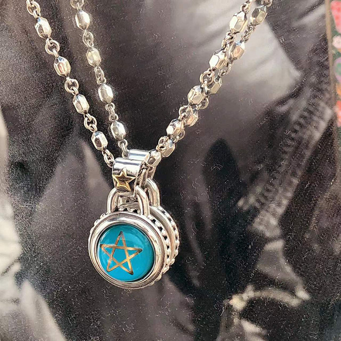 莲鱼山 angel heart pagan 哥德风格五芒星山羊印台925纯银吊坠