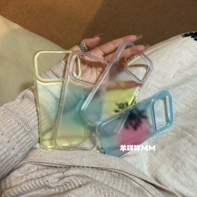 羊咩咩MM韩系ins渐变晕染半透苹果17ProMax马卡龙果冻手机壳适用iPhone15小众高级感16Pro少女心17软保护套