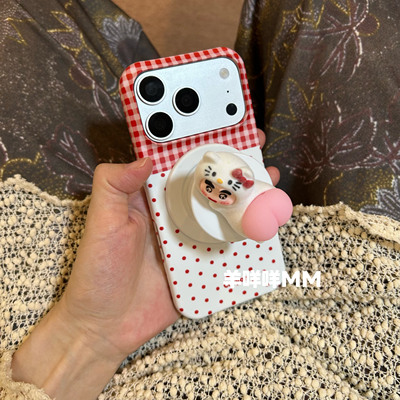 羊咩咩MM可爱韩系菲林硬壳苹果16ProMax磁吸屁屁支架手机壳适用iPhone17Pro卡通15Pro保护套