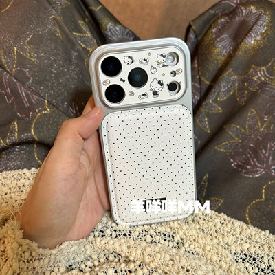 羊咩咩MM简约ins白波点可爱蝴蝶结kitty苹果17Pro大视窗全包手机壳适用iPhone16/15Pro韩系ins软13/14保护套