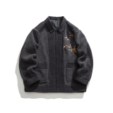 平铺图冬季羊羔毛刺绣外套男女同款毛绒夹克1925-P130，男装夹克，电商B378（原B341）