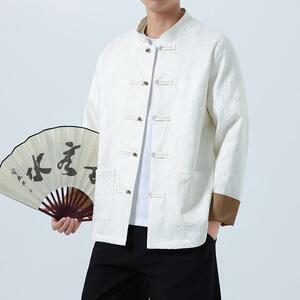 2025高端中老年唐装男中式春秋外套风立领盘扣上衣 1921-P100图片