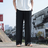 风亚麻休闲透气直筒裤男宽松大码休闲裤纯色苎麻长裤K30-P75，男装休闲裤，电商B378（原B341）