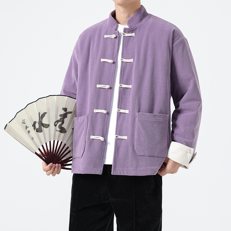 秋冬风夹棉唐装棉袄复古灯芯绒立领加厚中山装1918-P135，男装民族服装，电商B378（原B341）