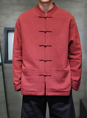 拜年服中国风大红色本命年立领外套全棉夹克大码唐装 1933-P115