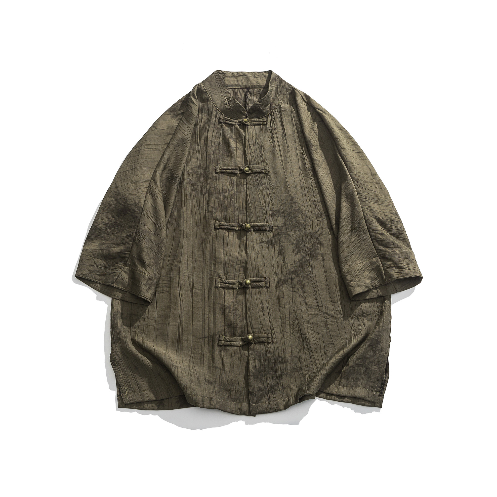 夏季新中式盘扣立领半袖衬衫中老年薄款短袖唐装1905-P65,男装衬衫,电商B378（原B341）