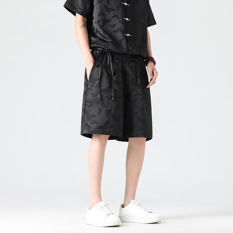 现货日系复古提花五分短裤宽松大码A字裤K36-P45，男装牛仔裤，电商B378（原B341）