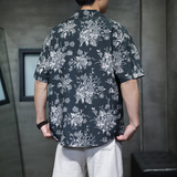 现货日系花布短袖衬衫夏季暗黑系痞帅花式短袖1926-P55，男装衬衫，电商B378（原B341）