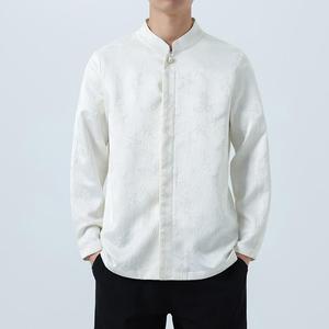 2025风男装唐装上衣宽松大码复古中式立领提花衬衫1922-P65,男装衬衫,电商B378（原B341）
