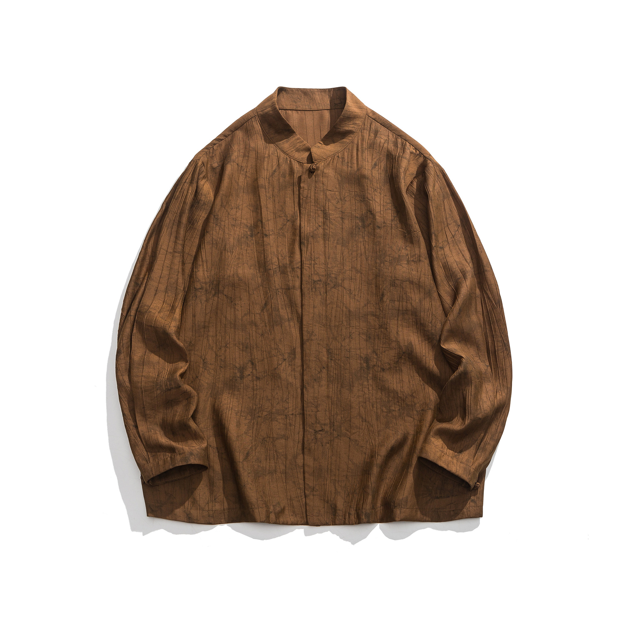 春秋宽松长袖衬衫日系水墨印花缎面衬衣1901-P65,男装衬衫,电商B378（原B341）
