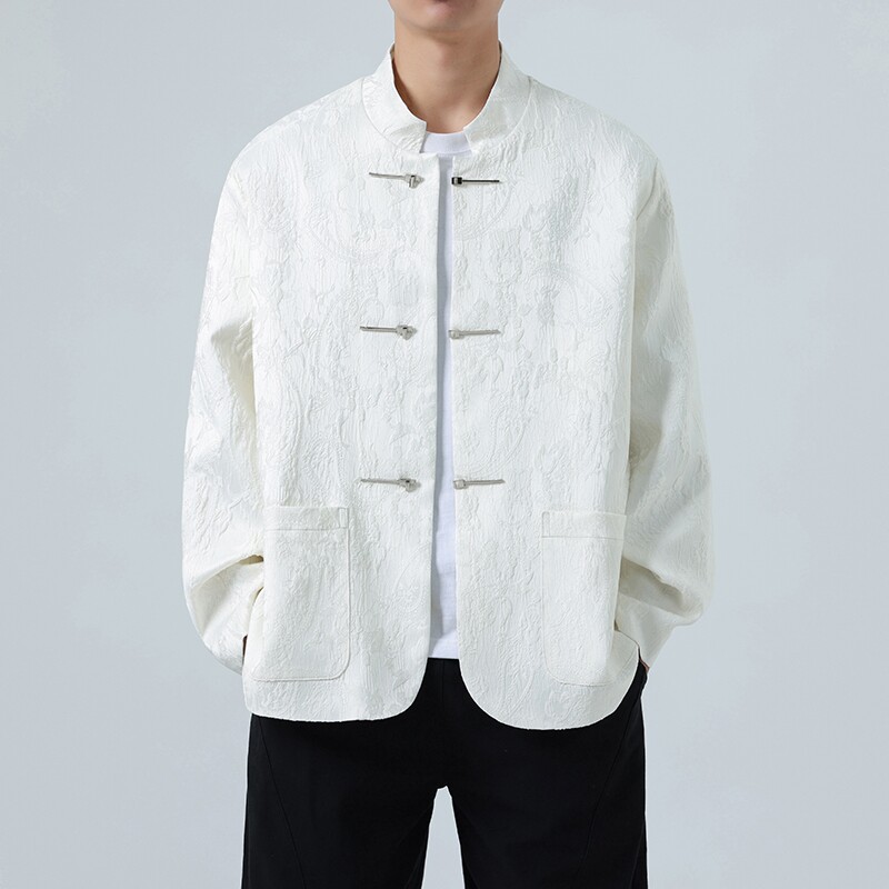 春季新中式暗花复古盘扣立领西服男高级感百搭风上衣1920-P100,男装西服,电商B378（原B341）