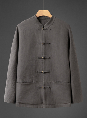 2025中国风全棉盘扣夹克外套复古铜扣中老年唐装 1933-P115