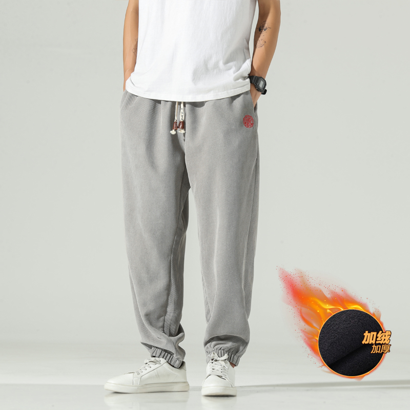 秋冬加绒灯芯绒直筒哈伦裤风刺绣束脚休闲裤有大码K07-P75，男装卫衣，电商B378（原B341）