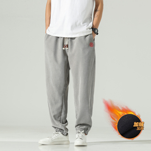 秋冬加绒灯芯绒直筒哈伦裤风刺绣束脚休闲裤有大码 K07-P75，男装卫衣，电商B378（原B341）