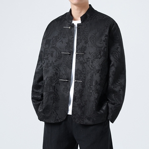2025新中式风暗纹提花盘扣立领夹克衫高级感宽松外套 1920-P100图片